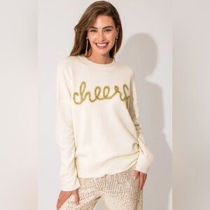 NWT Vince Camuto Cream Sweater with Gold Script